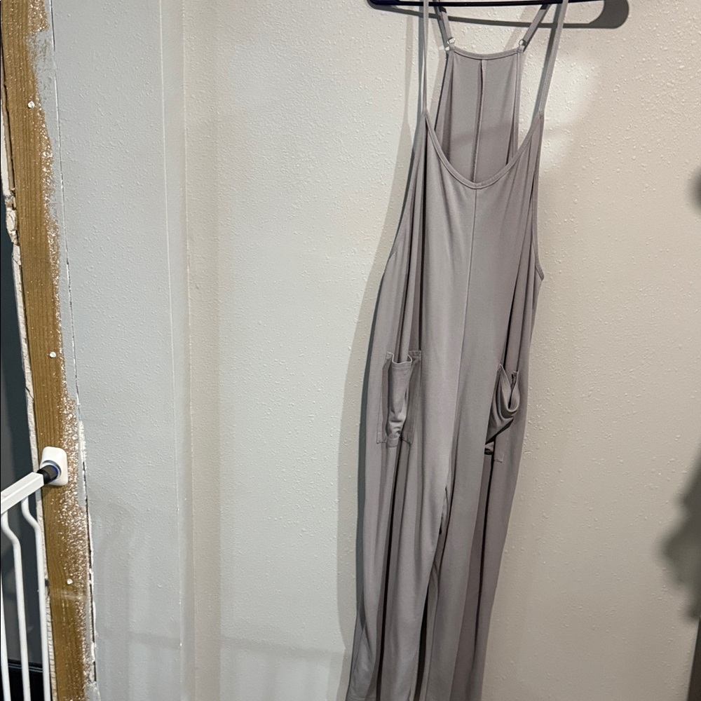 Gray Sleeveless Maternity Jumpsuit